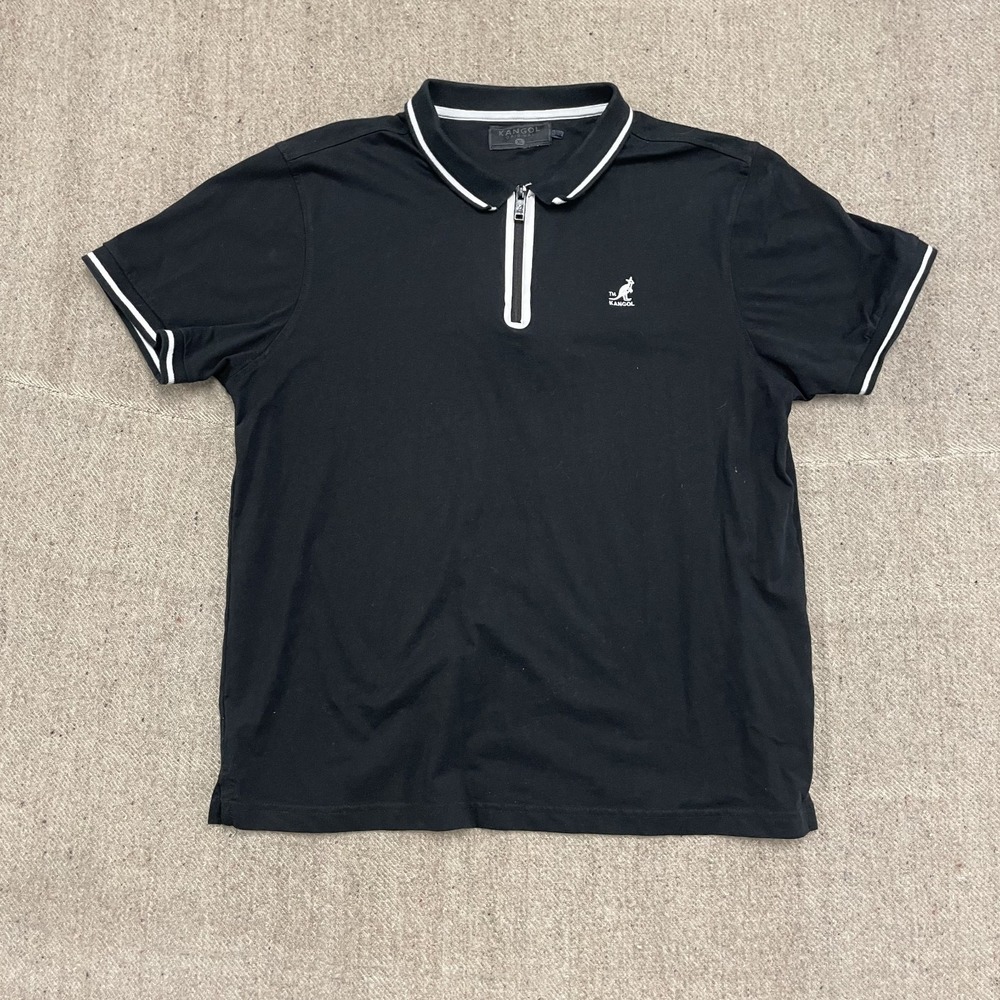 Vintage 1/4 Zip Polo Shirt Men XL Black 2000s Kangol